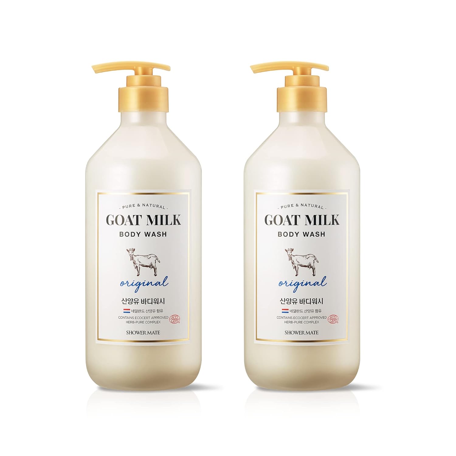 SHOWERMATE Goat Milk Body Wash Original Baby Powder  800 ml/27 Fl Oz, 2 PACKS