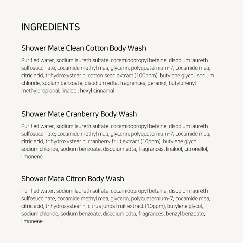 SHOWERMATE Natural Body Wash (Clean Cotton)