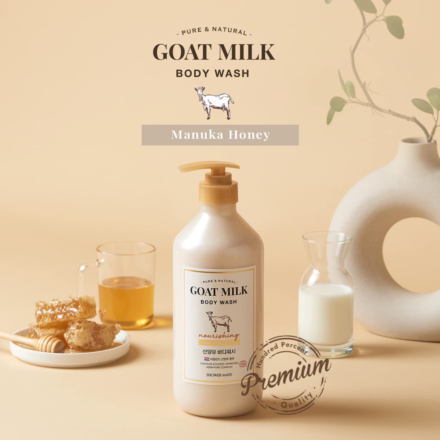 SHOWERMATE Goat Milk Body Wash Manuka Honey 800 ml/27 Fl Oz, 2 PACKS
