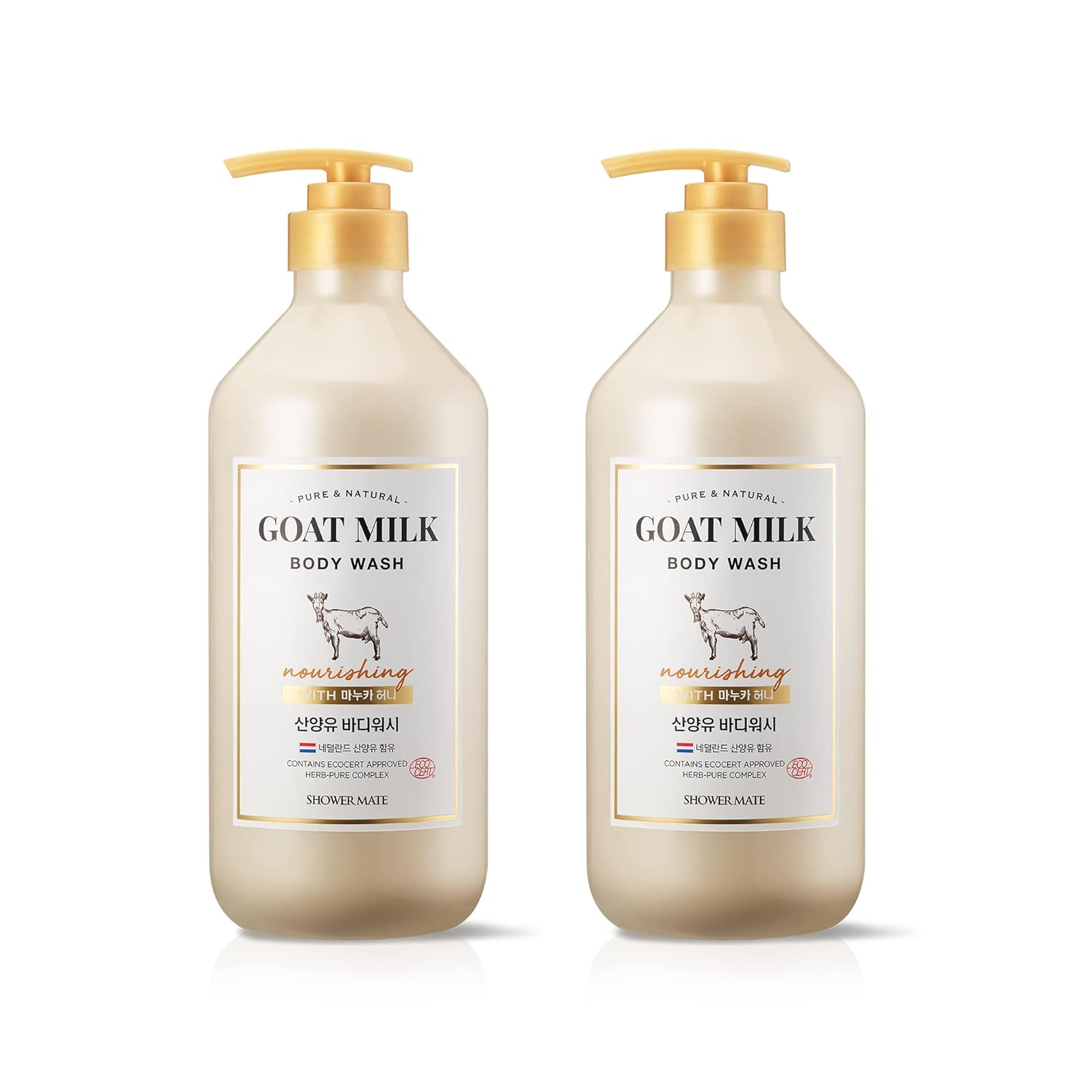 SHOWERMATE Goat Milk Body Wash Manuka Honey 800 ml/27 Fl Oz, 2 PACKS