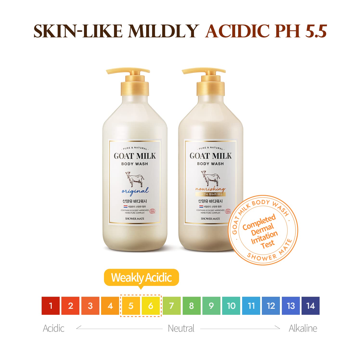 SHOWERMATE Goat Milk Body Wash Manuka Honey 800 ml/27 Fl Oz, 2 PACKS